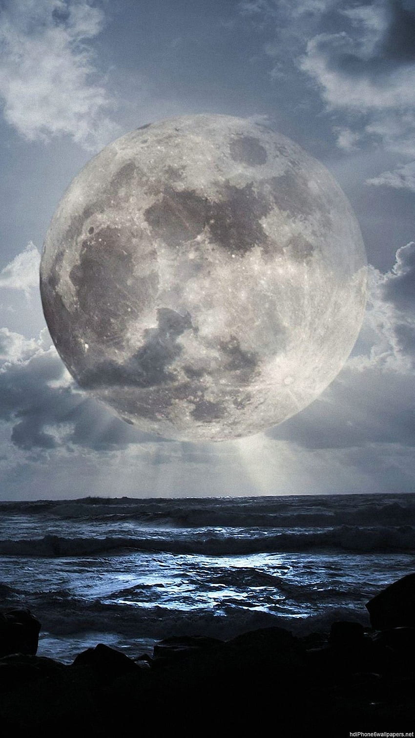 espacio planeta mar paisaje luna iPhone 6 y 6, Vertical Landscape fondo de pantalla del teléfono