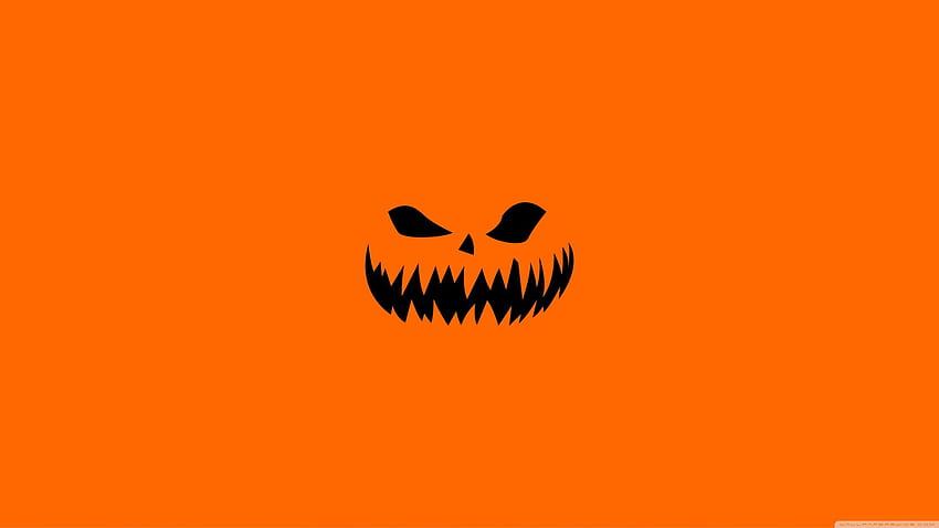 Scary Halloween Face on Orange Background -, 2560x1440 Orange HD wallpaper
