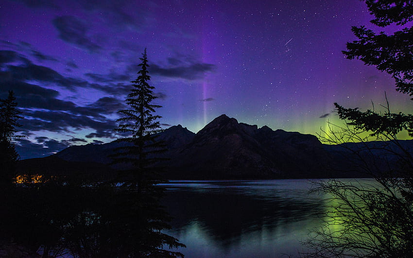 Aurora Borealis, Banff Ulusal Parkı, Alberta, Kanada HD duvar kağıdı