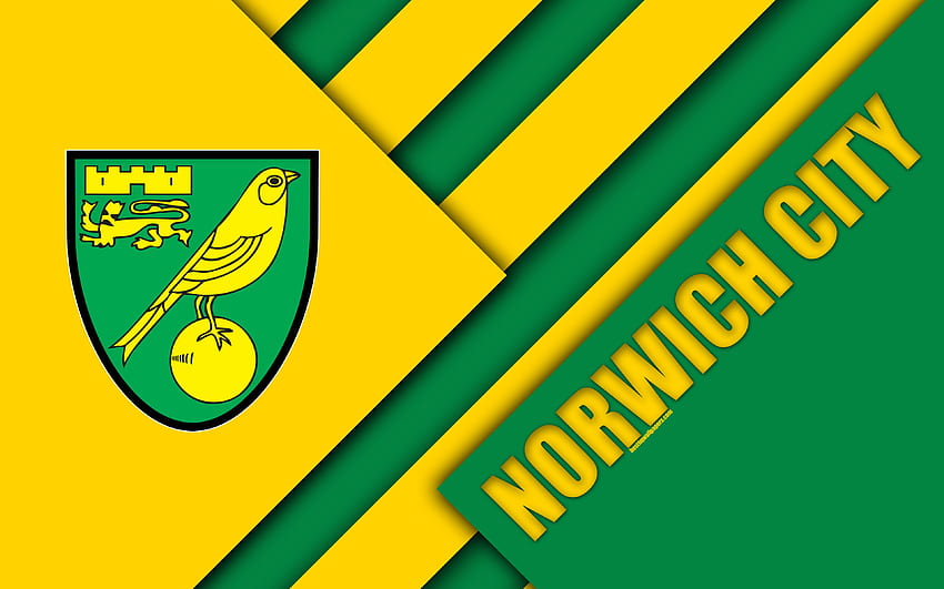 Norwich City FC, Logo, gelbgrüne Abstraktion, Materialdesign, englischer Fußballverein, Norwich, England, Großbritannien, Fußball, EFL-Meisterschaft für mit Auflösung. Gute Qualität HD-Hintergrundbild