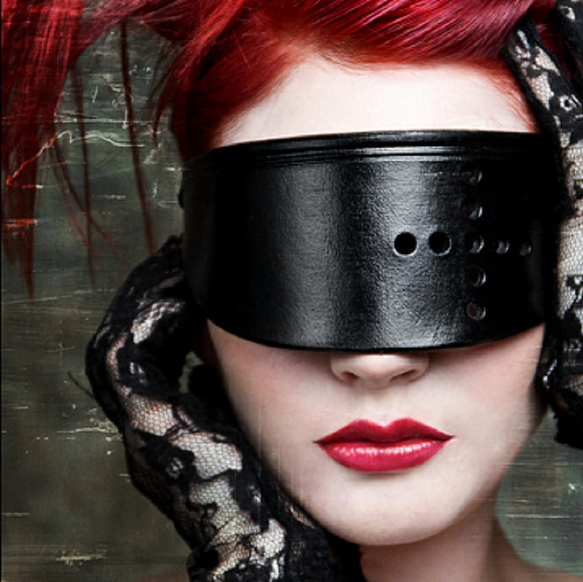 Leather 'n Lace, mask, fantasy, lace, redhead, girl, leather HD wallpaper
