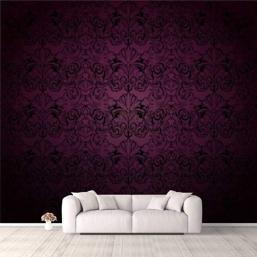 3D Royal vintage gothique fond en violet foncé et noir Royal vintage auto-adhésif chambre salon dortoir décor mural coller et peler fond mur plafond garde-robe autocollant Fond d'écran de téléphone HD