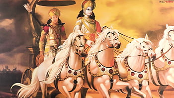 Image of Mahabharat Sri Krishna Arjun on chariot-PV582770-Picxy