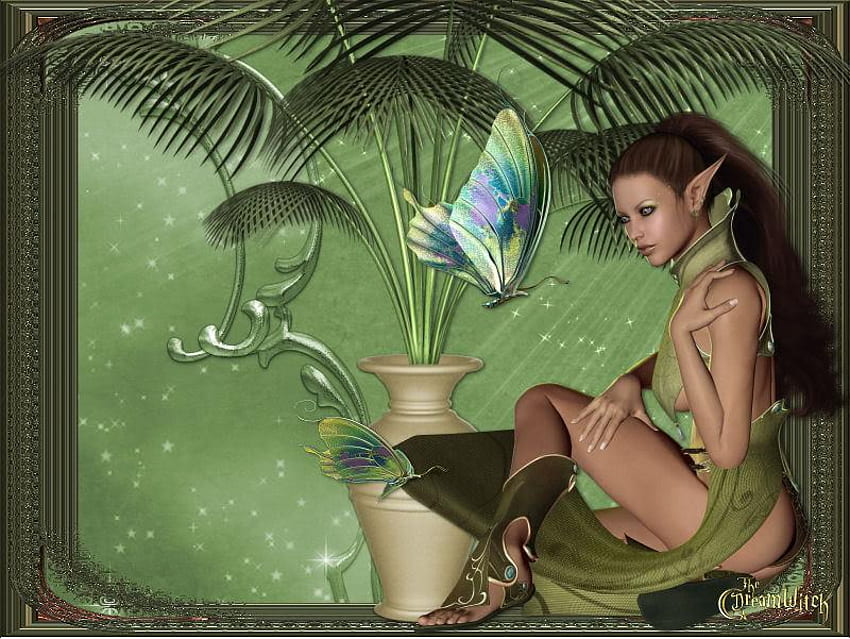 Fairy Elf, abstrakcja, motyl, fantazja Tapeta HD