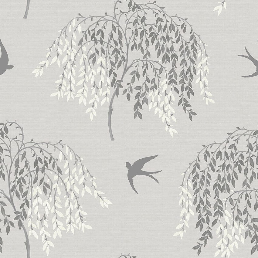 Arthouse Willow Song Tree Leaf Pattern Bird Motif กลิทเทอร์ วอลล์เปเปอร์โทรศัพท์ HD