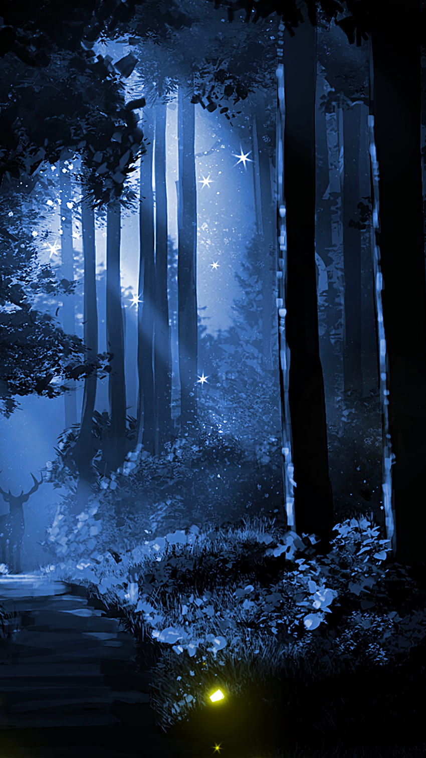 Dark Forest, Deer, Trees, Artwork, Light - Forest Art iPhone - & Background, Black Forest HD phone wallpaper