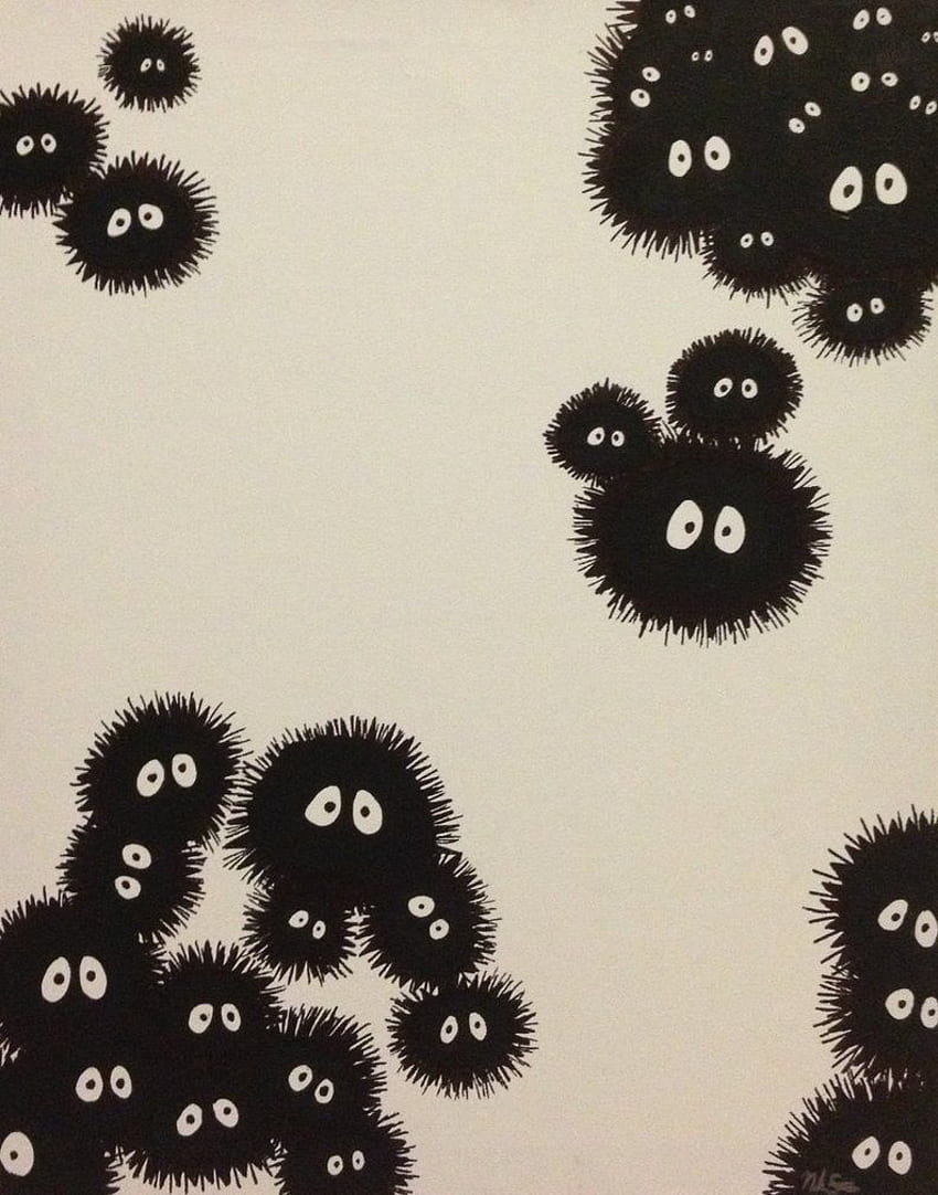 Totoro Dust Bunnies(스스와타리), 토토로 디자인 HD 전화 배경 화면