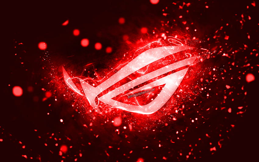 Logo merah Rog,, lampu neon merah, Republic Of Gamers, kreatif, latar belakang abstrak merah, logo Rog, logo Republic Of Gamers, Rog Wallpaper HD