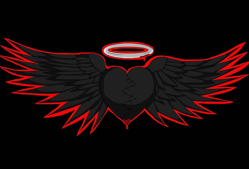 Black Hearted Angel Wings Data Src Red - Wings, Dark Wings HD 월페이퍼