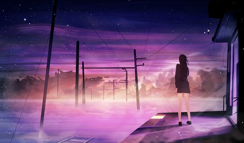Anime girl alone sky ., Anime Girl Alone Light HD wallpaper