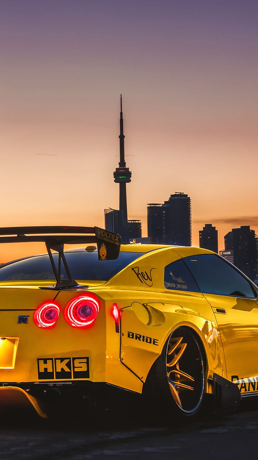 Żółty samochód sportowy Nissan GTR, Nissan GT-R Tapeta na telefon HD
