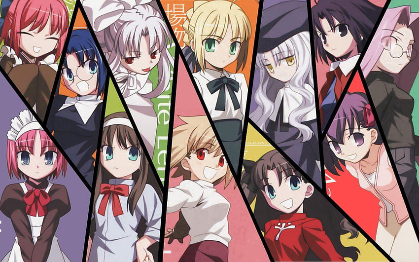 Fate Stay Night, Anime girls, Saber, Rider (Fate Stay Night), Sakura Matou, Tohsaka Rin, Illyasviel von Einzbern / и мобилен фон HD тапет