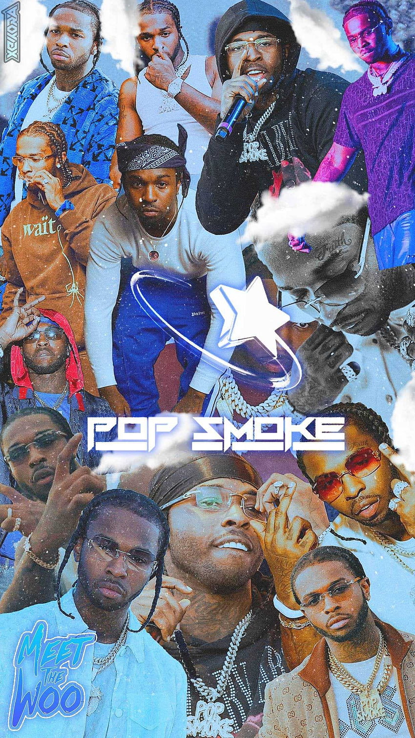Pop Smoke, Rapper-Collage HD-Handy-Hintergrundbild
