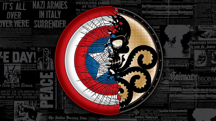 Skull, shield, Hydra, Captain America, The First Avenger, Marvel, Captain America Dual Screen HD wallpaper