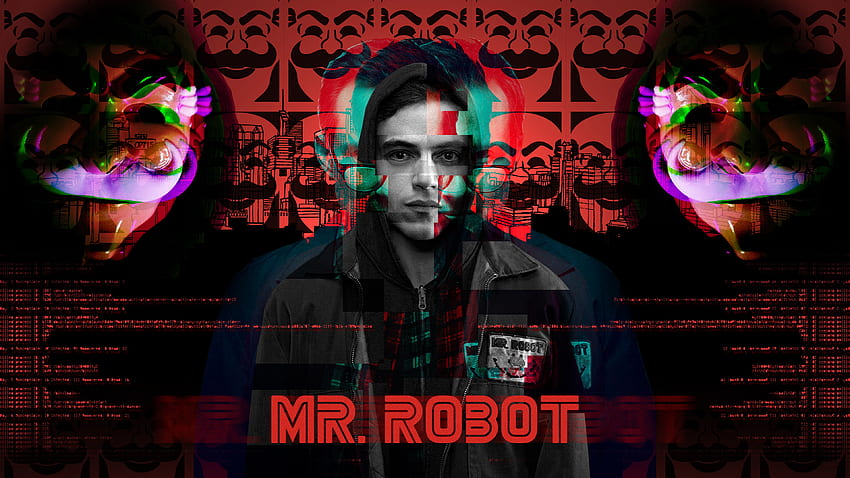 Sr. robot, arte glitch, serie de televisión fondo de pantalla