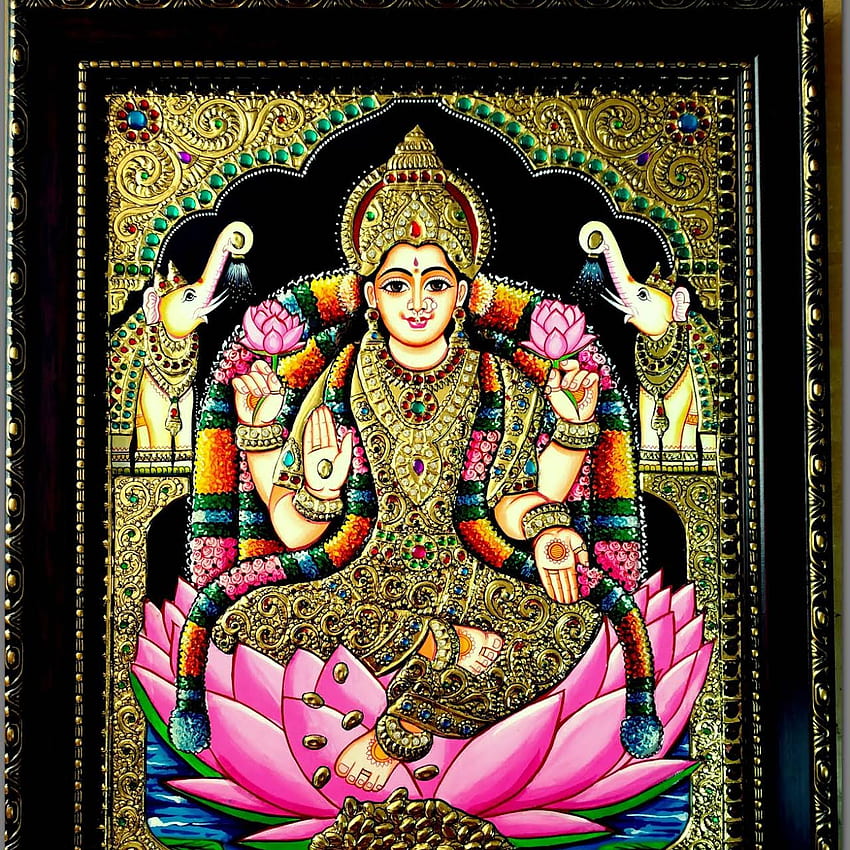 Pintura Tanjore Lakshmi, Thanjavur fondo de pantalla del teléfono