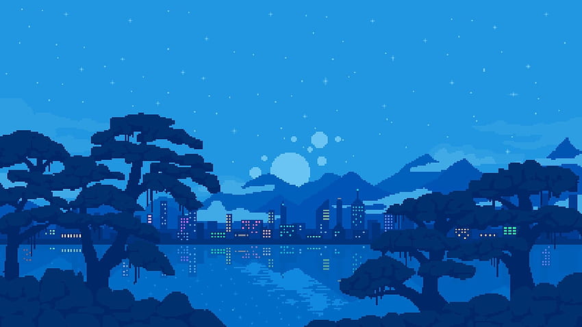 Miasto 8-bitowa rozdzielczość, artysta, i tło, 8-bitowe anime Tapeta HD