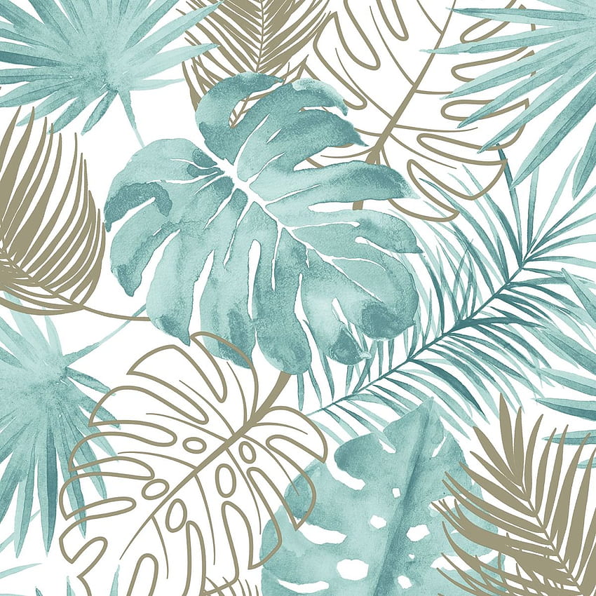 Tropical Leaves Green Muriva L604 04, Gold Palm Leaf HD phone wallpaper