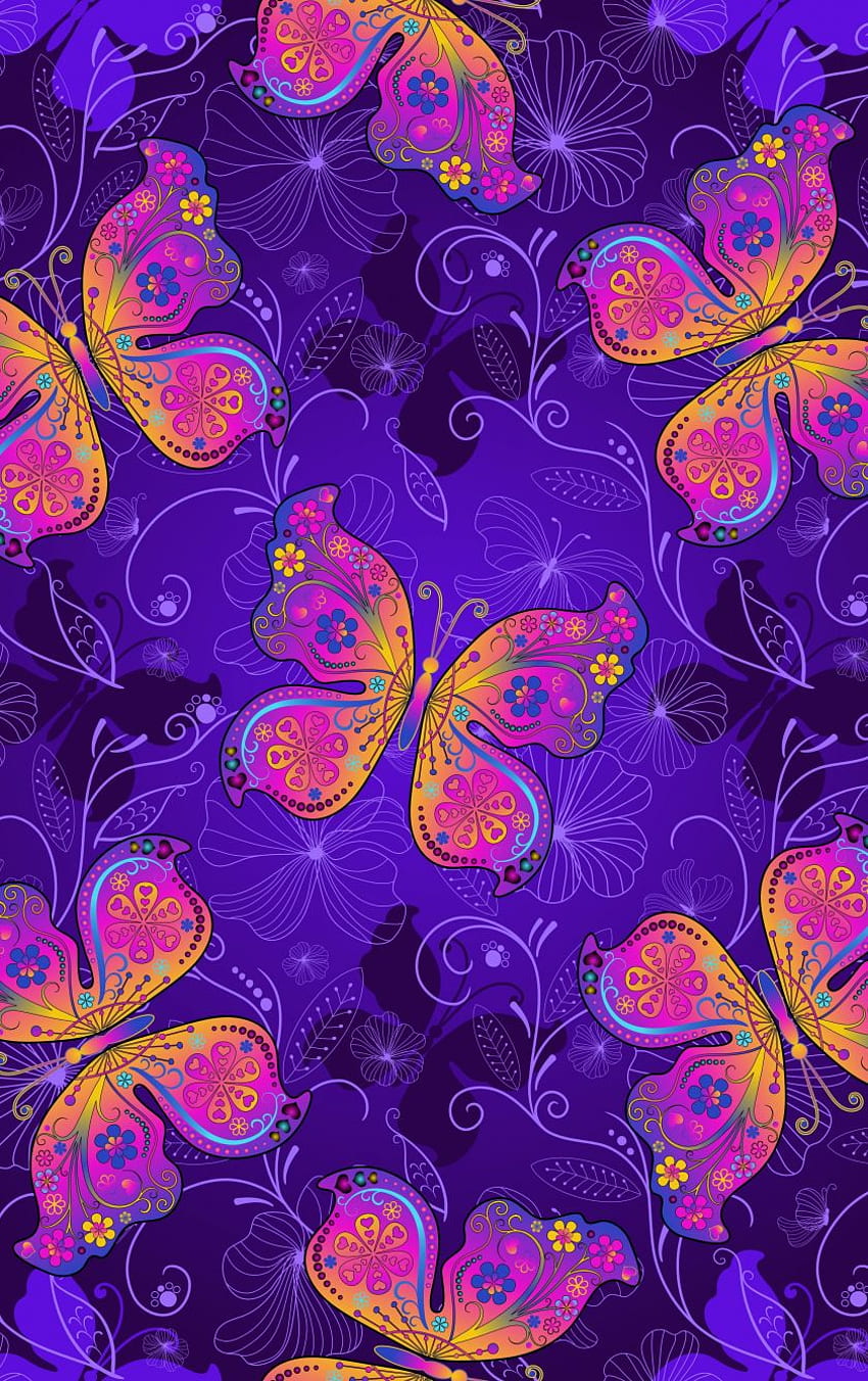 butterflies, digital artwork, gradient, iphone 5, iphone 5s, iphone 5c, ipod touch, , background, 9042, Purple Butterfly HD phone wallpaper