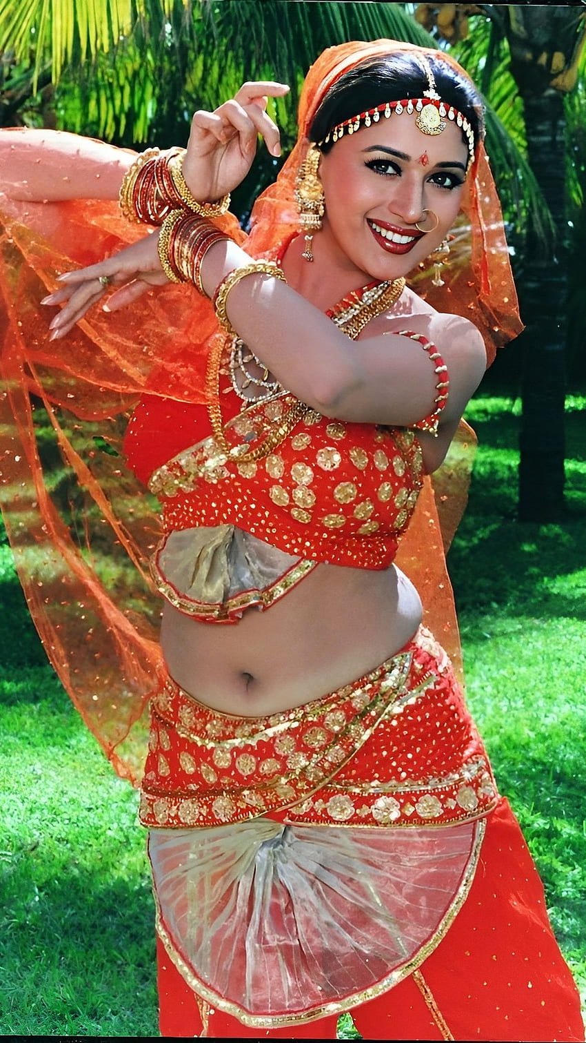 Madhuri Dixit, bollywood actress, navel HD phone wallpaper