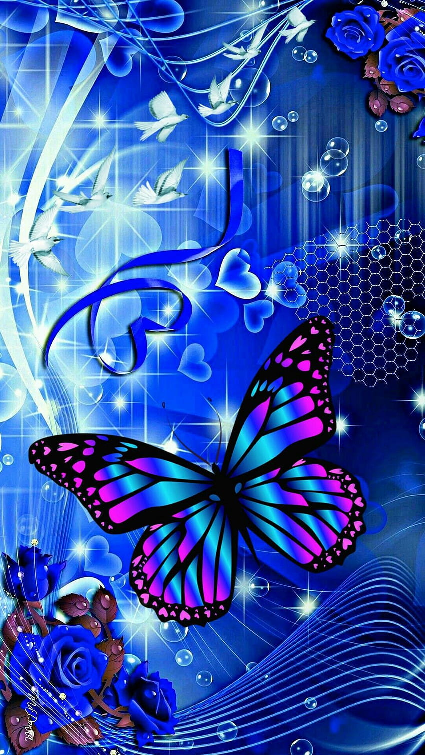 MIAH na Motyle. Motyl, tło motyla, niebieskie tło, motyl niebieski streszczenie Tapeta na telefon HD