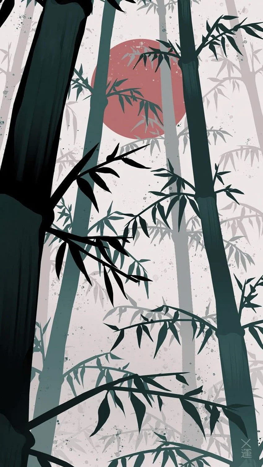 Forêt de bambous du soleil japonais sombre. Art japonais, Art, Forêt, Bambou noir Fond d'écran de téléphone HD
