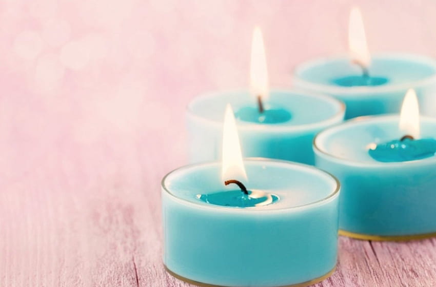 blue, soft, candles, abstract HD wallpaper