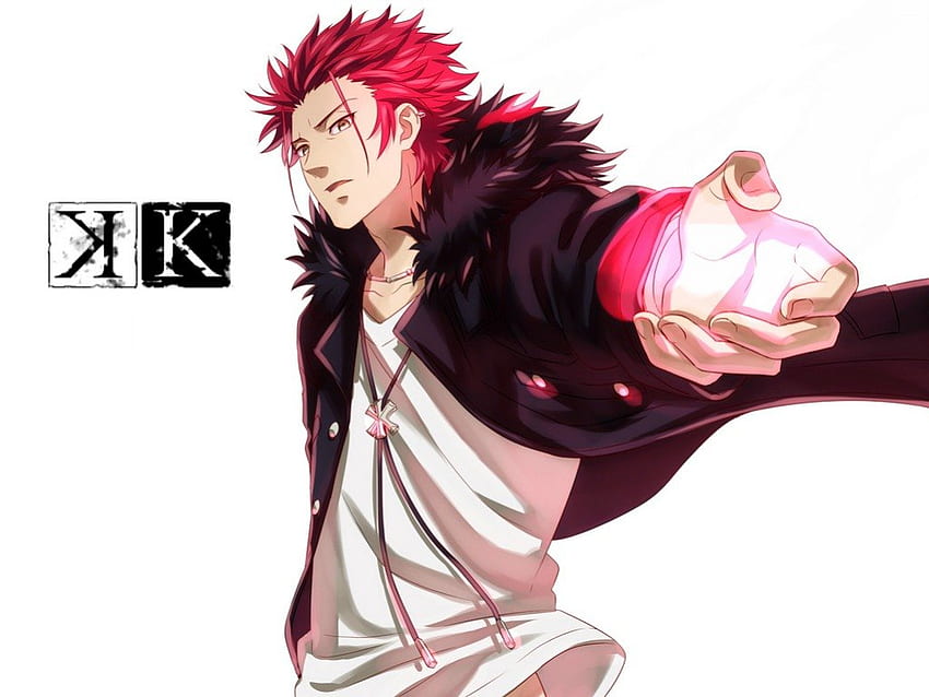 Mikoto Suoh, brown eyes, white, red hair, k project, k, anime, boy, cool, short hair, fire HD wallpaper