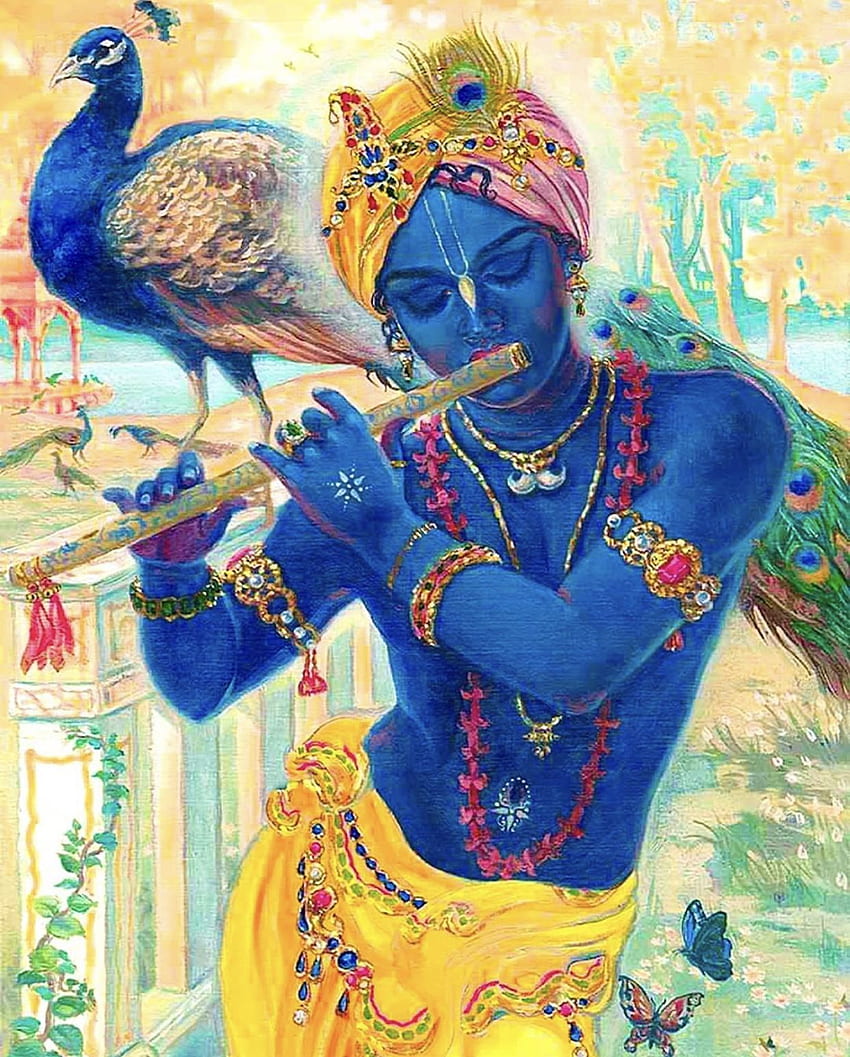 Sri Krisna. Seni Krishna, lukisan Krishna, lukisan Krishna radha wallpaper ponsel HD