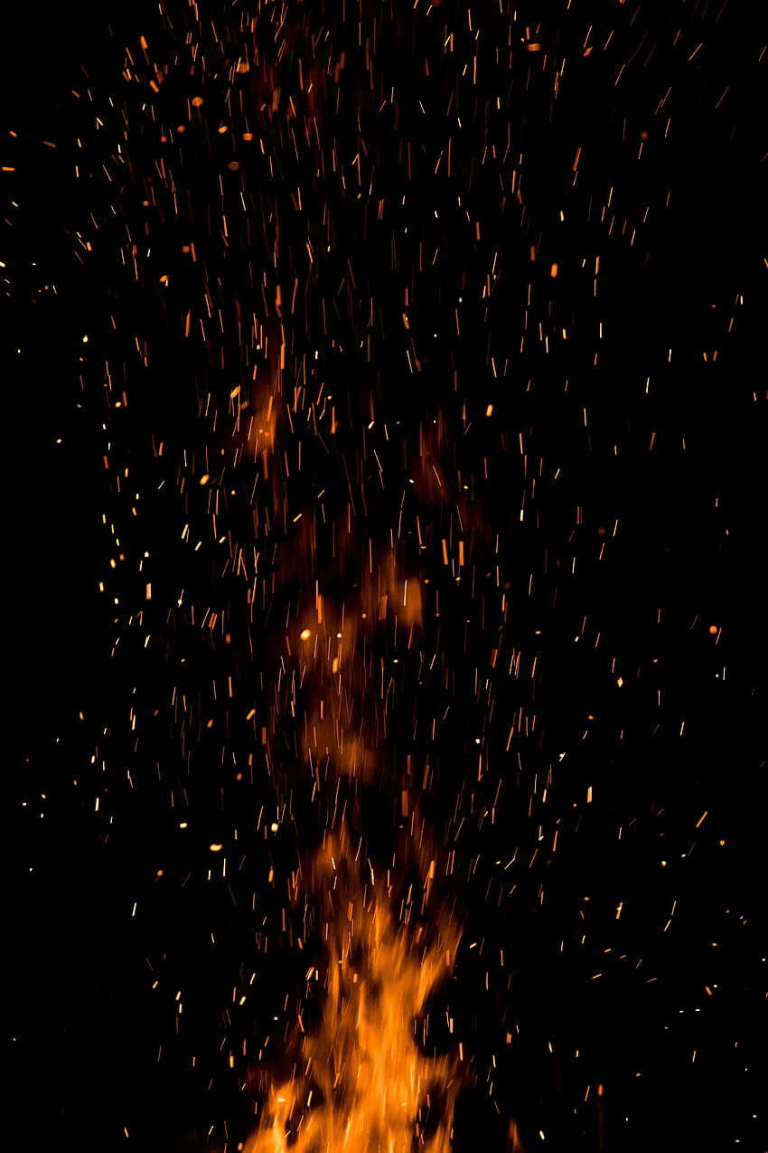 Fire, Night, Dark, Flame, Sparks HD phone wallpaper