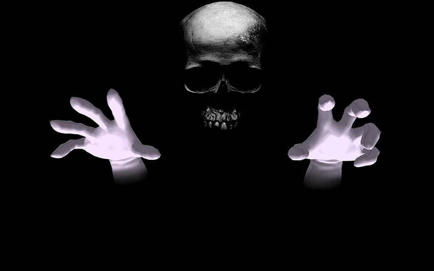 3D kafatası, gözlük, natürmort grafiği, organizma, el, siyah ve beyaz, parmak, grafik, tek renkli grafik, hazır, jest, Skull Hand HD duvar kağıdı
