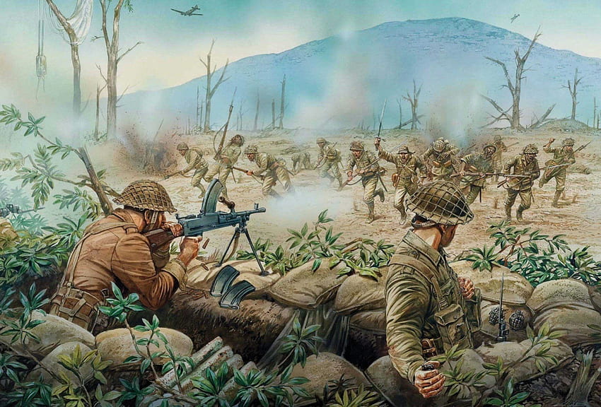 art men kohimskaya 1944. watershed burmese india region between uk, World War 2 Art HD wallpaper