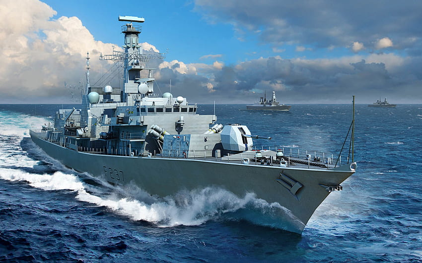 HMS Westminster, F237, British frigate, Royal Navy, Type 23 frigate, British warships, frigate, painted ships HD wallpaper