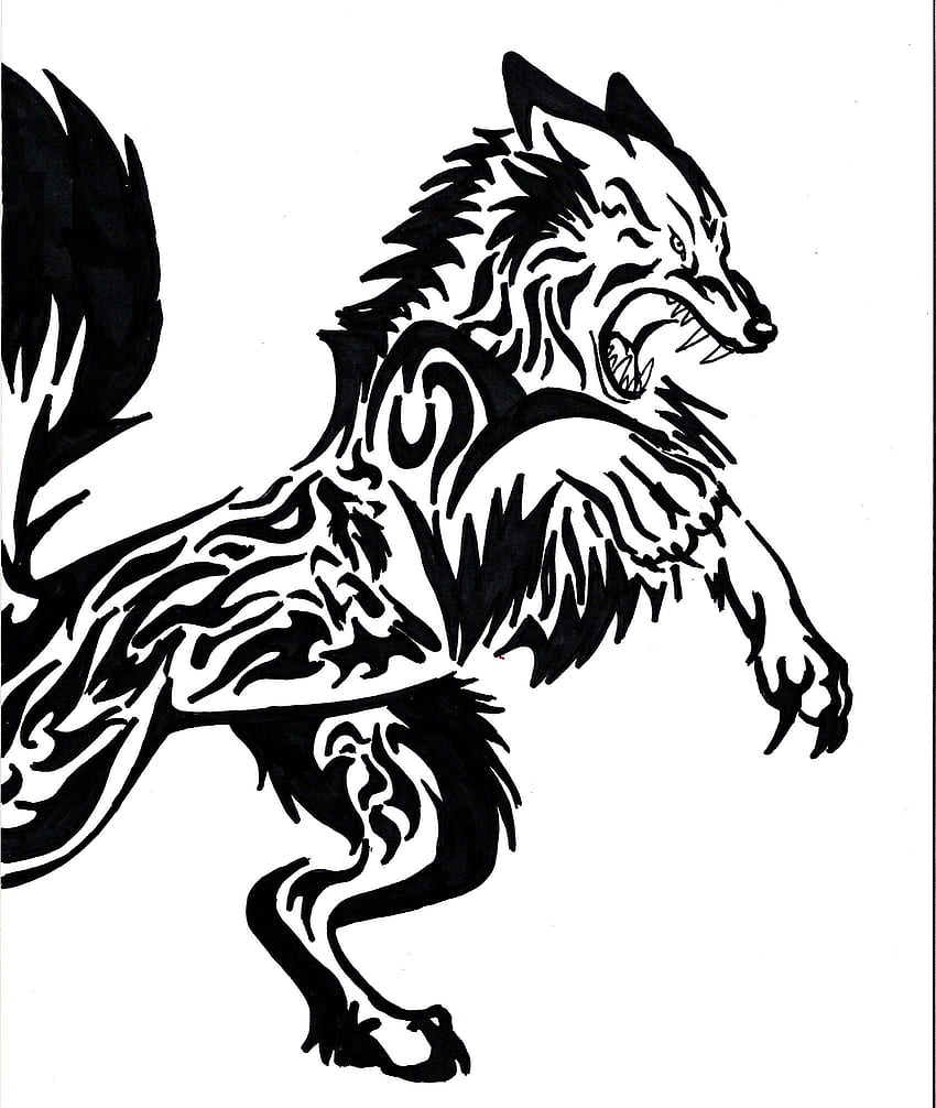 Wolf Drawing. for personal use, Tribal Animal HD phone wallpaper