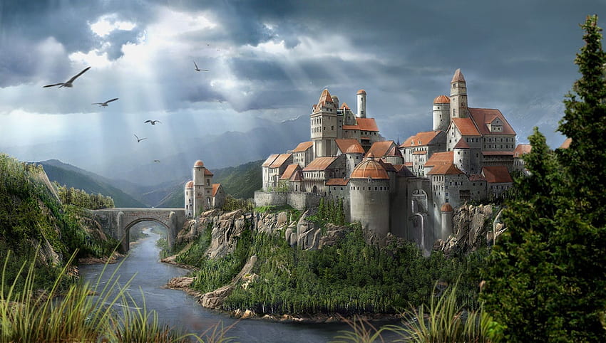 Medieval Castle, Castle 3D HD wallpaper