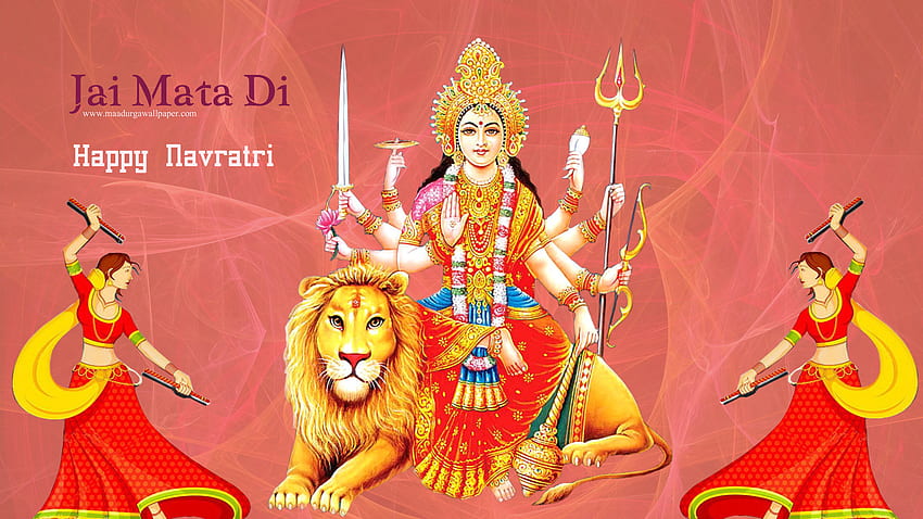 Navratri Mata Rani Full Size Beautiful Designed - Maa Durga With Mantra - - HD wallpaper