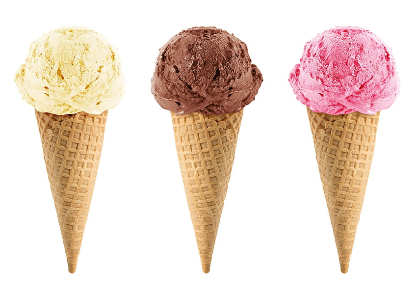 여러 가지 빛깔의 아이스크림 아이스크림 콘 HD 월페이퍼