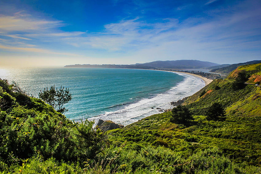 : Der Meerblick von Marin County, Kalifornien. Pacific Coast Highway, Stinson Beach, Pazifikküste HD-Hintergrundbild