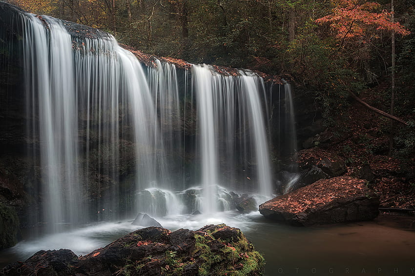 Brasstown Falls - Long Creek, creek, brown, white, graphy, nature, waterfalls, water, beauty HD wallpaper