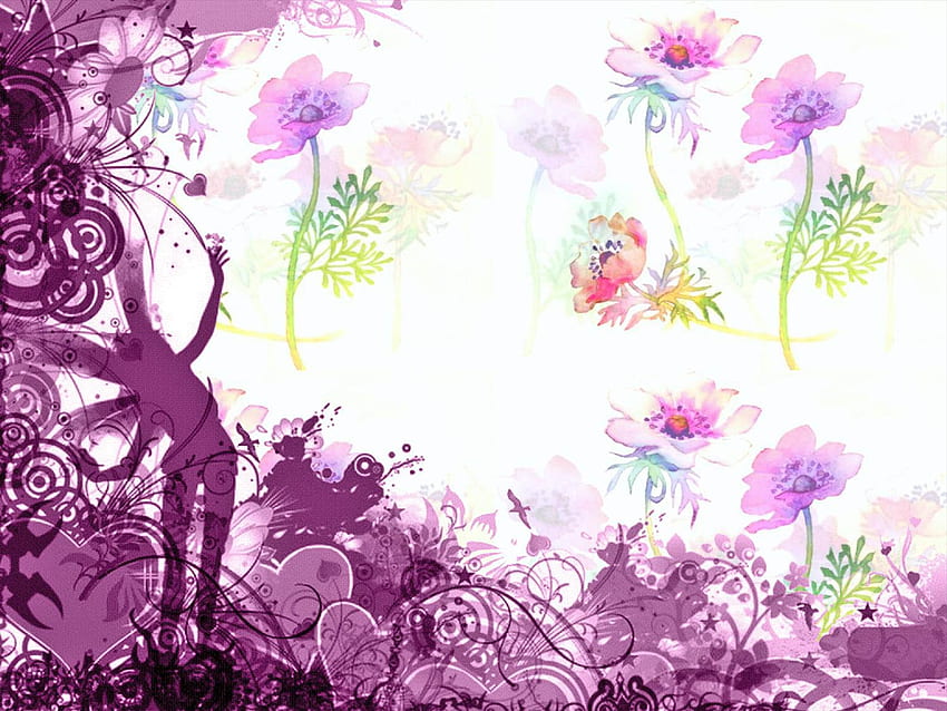 FAIRYLAND, hada, púrpura, fantasía, flores fondo de pantalla