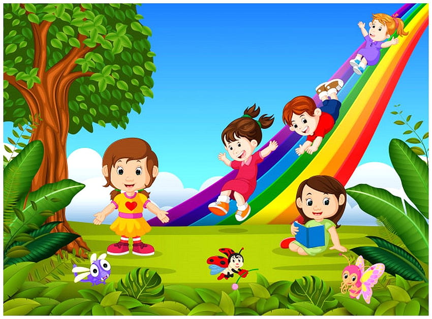 Schöner Cartoon für Kinder, Cartoon-Spaß HD-Hintergrundbild