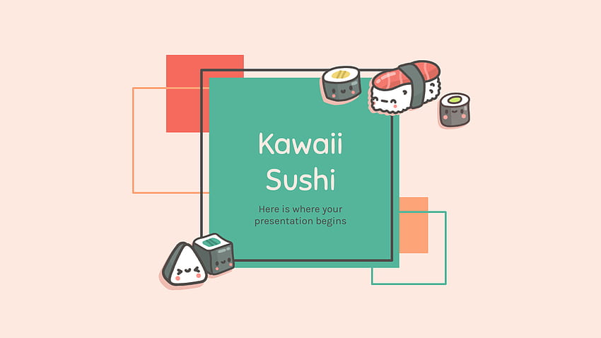 Kawaii Sushi Company Google Slaytlar ve PowerPoint Şablonu, Sevimli Kawaii Suşi HD duvar kağıdı