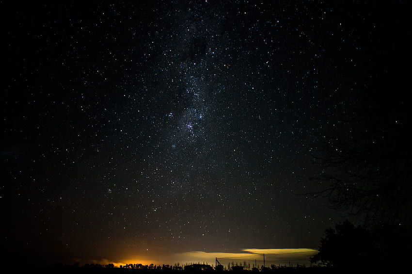 Nacht, Horizont, Dunkelheit, Glanz, Sternenhimmel, Brillanz, Nachtlandschaft, Nachtlandschaft HD-Hintergrundbild