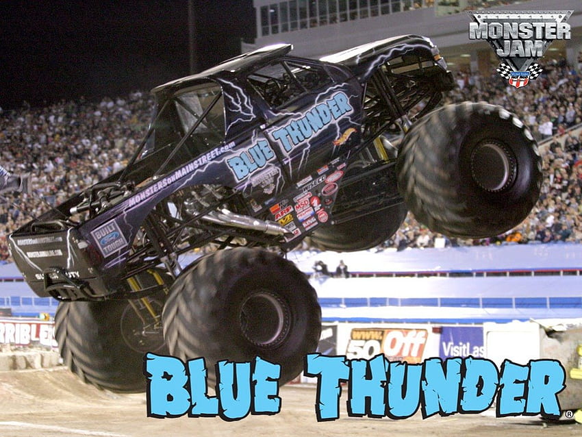 Blue Thunder Monster Truck, blauer Donner, Monstertruck, abstrakt, Grafik HD-Hintergrundbild