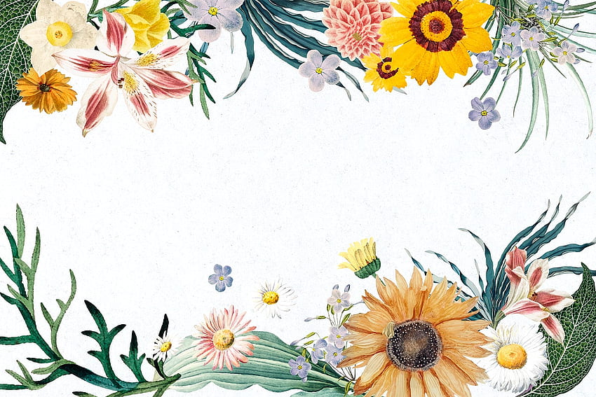 Summer floral border psd vintage HD wallpaper