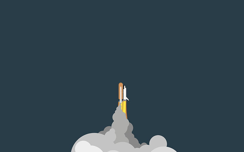 Minimalista, espacio, cohete, nubes. fondo de pantalla