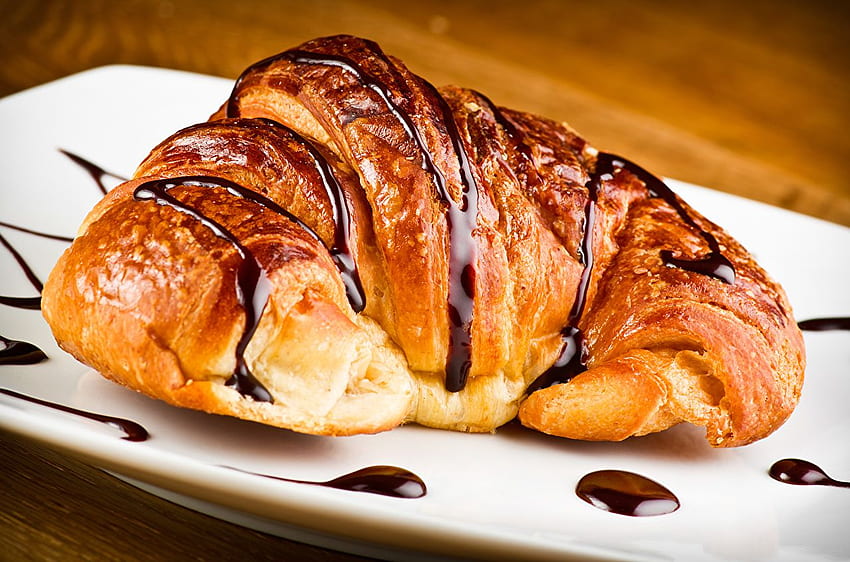 Croissant Buns Food Plate Pastry Closeup HD wallpaper