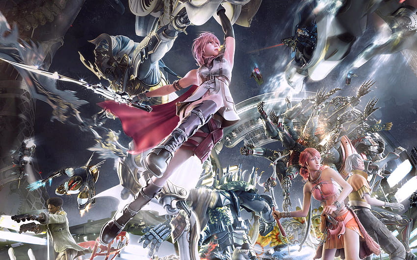 Final Fantasy XIII, последна фантазия, светкавица фарън, ловкост, саж, клеър, сняг, надежда, ванилия, магия, сила, меч, сила, 13, момчета, зъби, видео игра, xiii, оръжие, момичета HD тапет