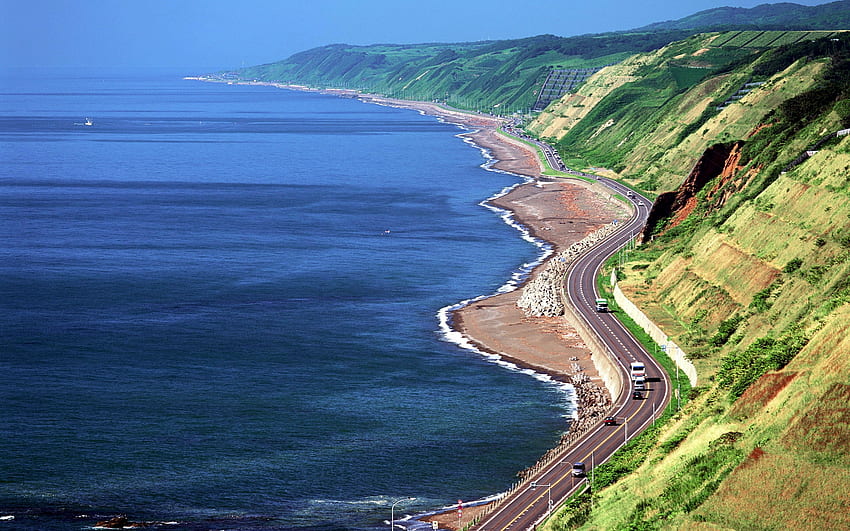Küstenstraße von Hokkaido - Japan, Küste von Hokkaido, Hokkaido, Küstenstraße von Hokkaido, Asien, Japan HD-Hintergrundbild