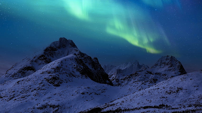 Nordlichter, Aurora Borialis, Firefox-Design, Norden, hell, kalt, Himmel, Berge HD-Hintergrundbild